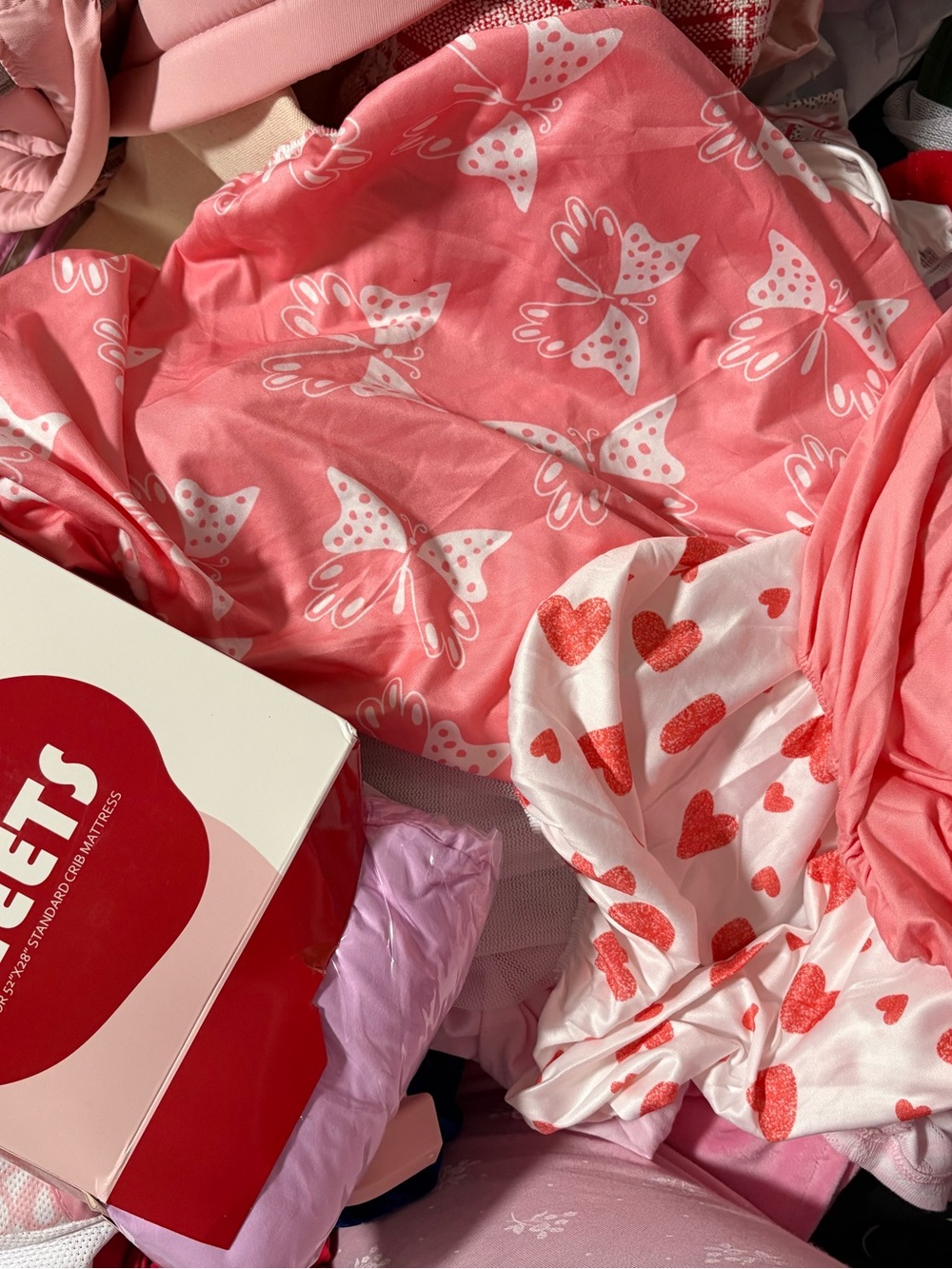 Pink Butterfly and Heart Print Dress